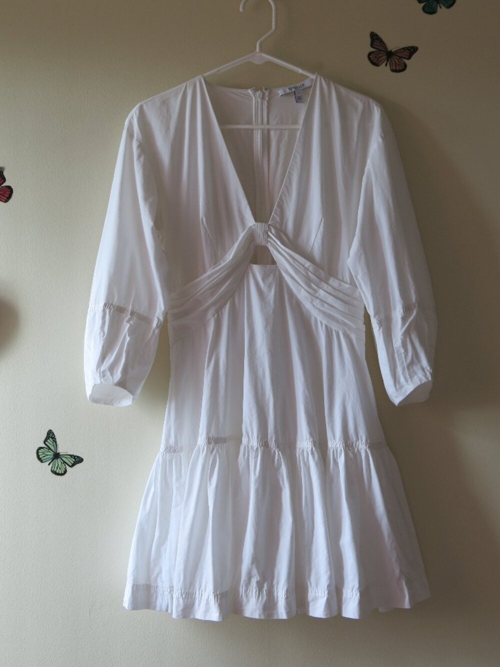 Derek Lam 10 Crosby Talia Keyhole White Cotton Blend Bohemian Lined Dress Size 2